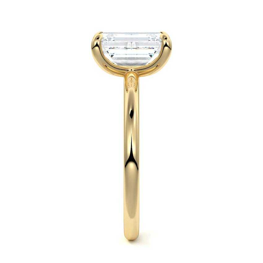 Lilou - Emerald Cut Yellow Gold Engagement Ring Side View | Nura Lab