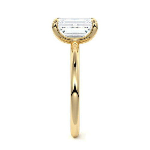 Lilou - Emerald Cut Yellow Gold Engagement Ring Side View | Nura Lab