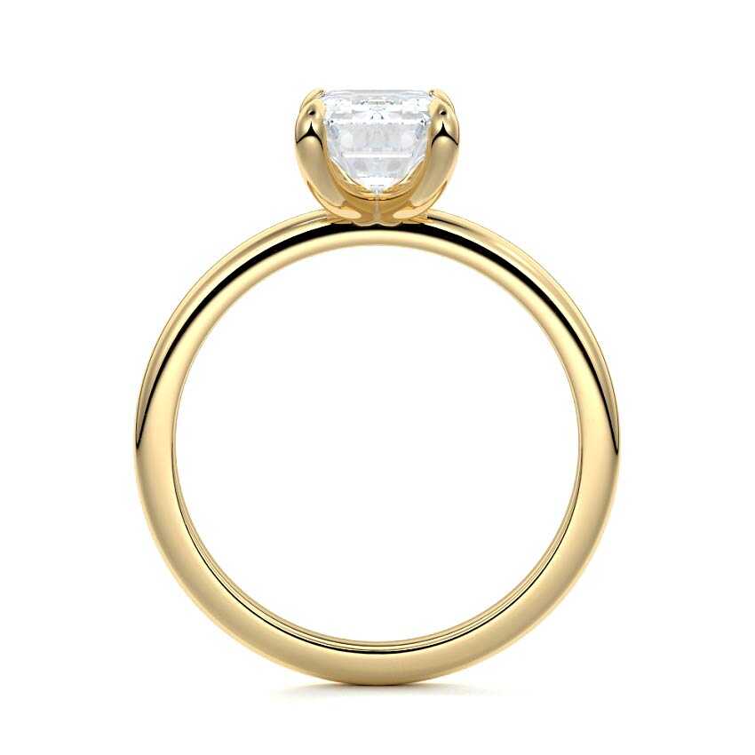 Lilou - Emerald Cut Yellow Gold Engagement Ring Profile View | Nura Lab