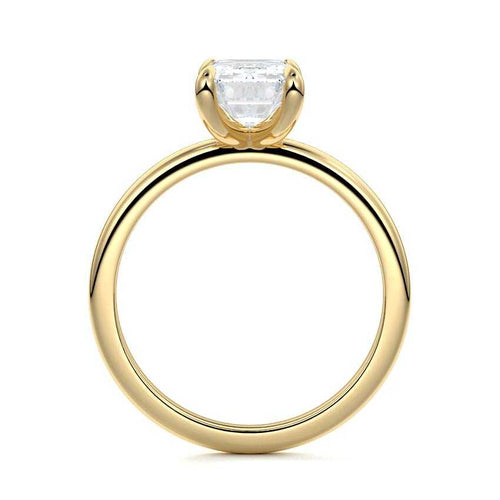 Lilou - Emerald Cut Yellow Gold Engagement Ring Profile View | Nura Lab
