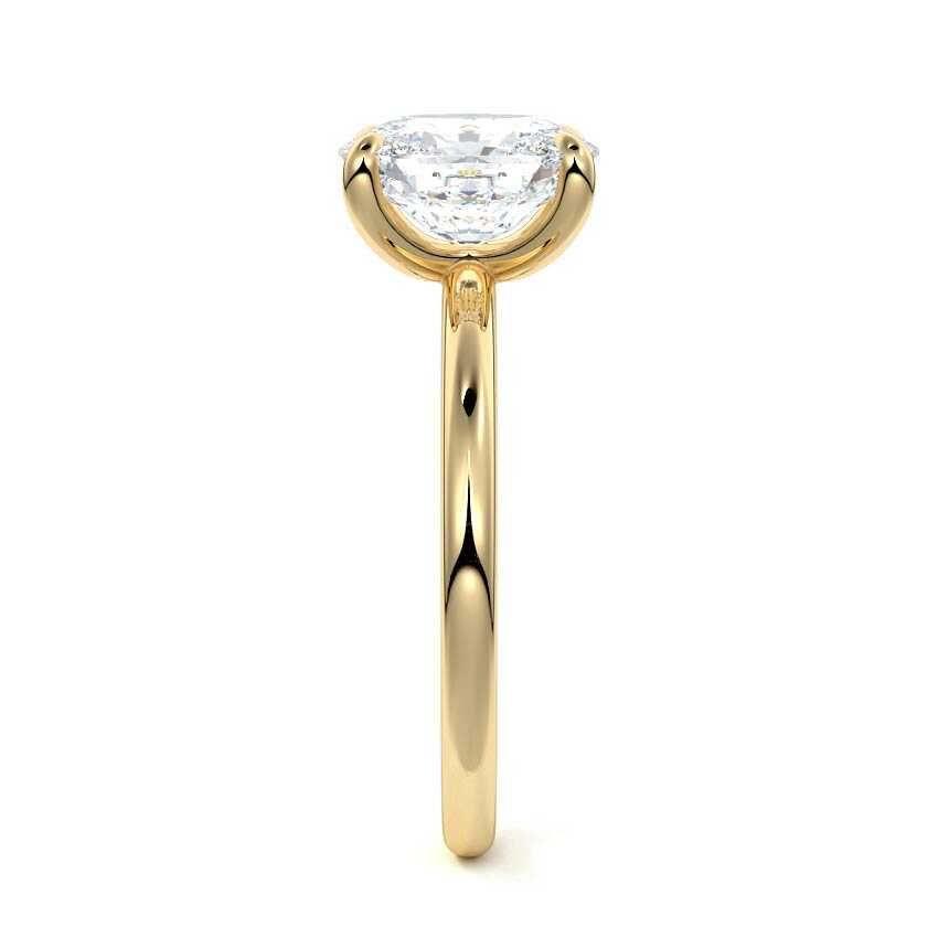 Lilou - Cushion Yellow Gold Engagement Ring Side View | Nura Lab