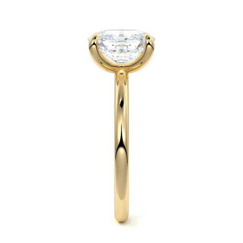 Lilou - Cushion Yellow Gold Engagement Ring Side View | Nura Lab