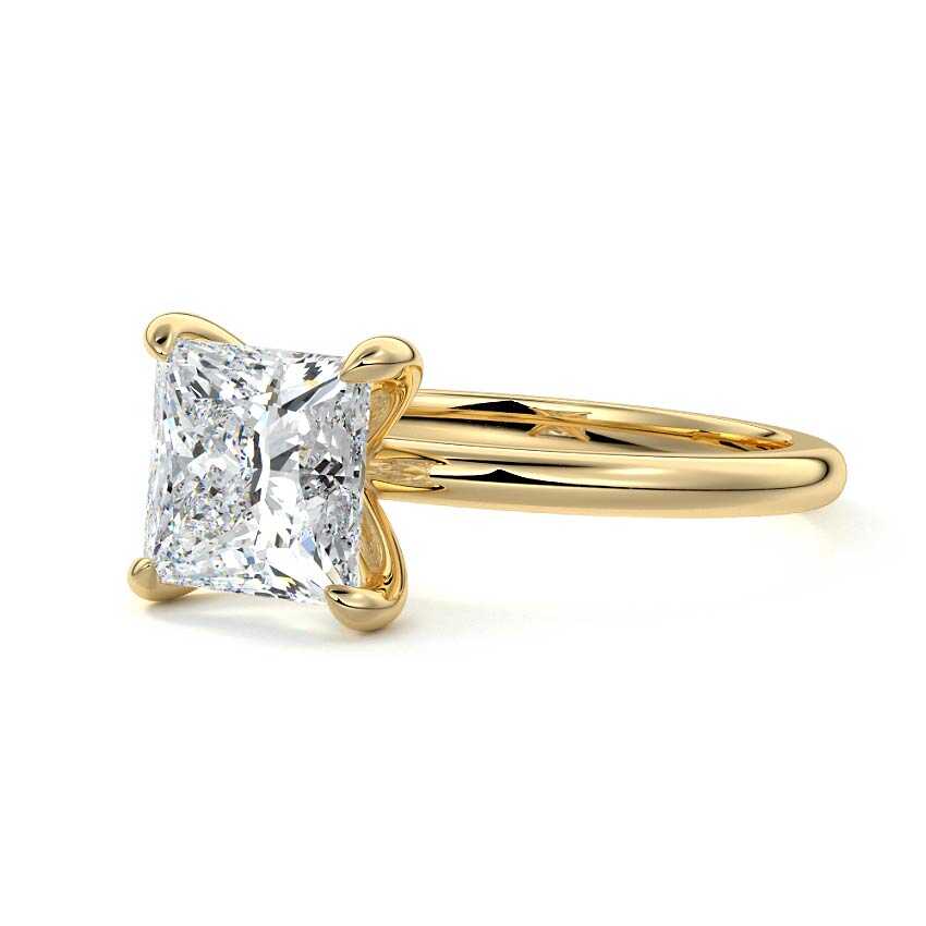 Lilou - Princess Yellow Gold Lab Grown Diamond Engagement Ring | Nura Lab