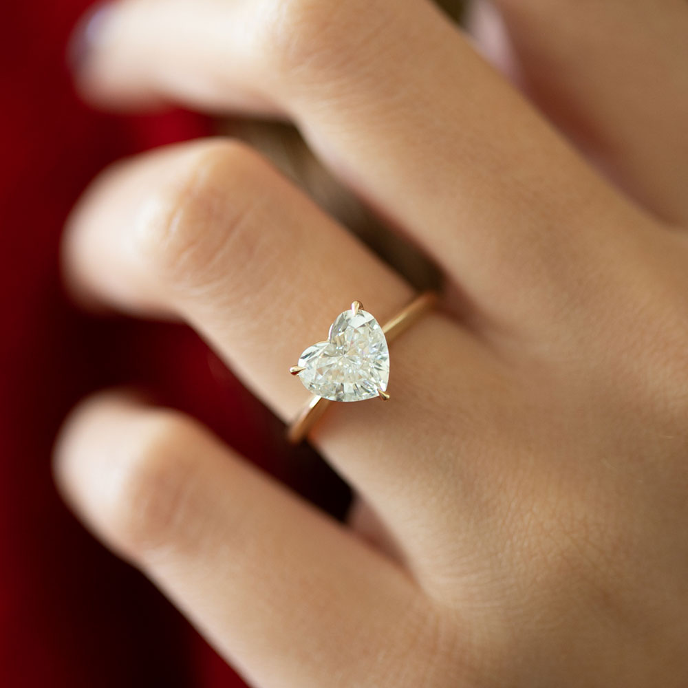 Lilou - Heart Yellow Gold Engagement Ring Angle View | Nura Lab