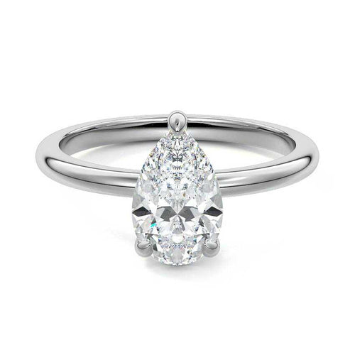 Lilou pear solitaire lab grown diamond engagement ring in white gold