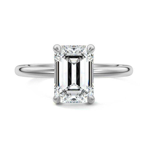 Lilou - Emerald Cut White Gold Lab Grown Diamond Engagement Ring | Nura Lab