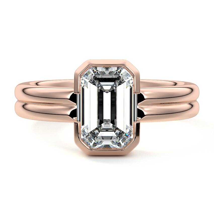 Lorena - Emerald Cut Rose Gold Lab Grown Diamond Engagement Ring | Nura Lab