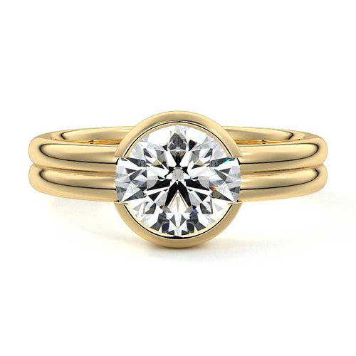 Lorena - Round Yellow Gold Lab Grown Diamond Engagement Ring | Nura Lab