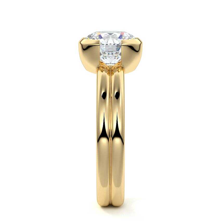 Lorena - Round Yellow Gold Engagement Ring Side View | Nura Lab