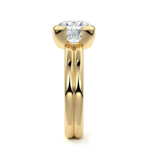 Lorena - Round Yellow Gold Engagement Ring Side View | Nura Lab