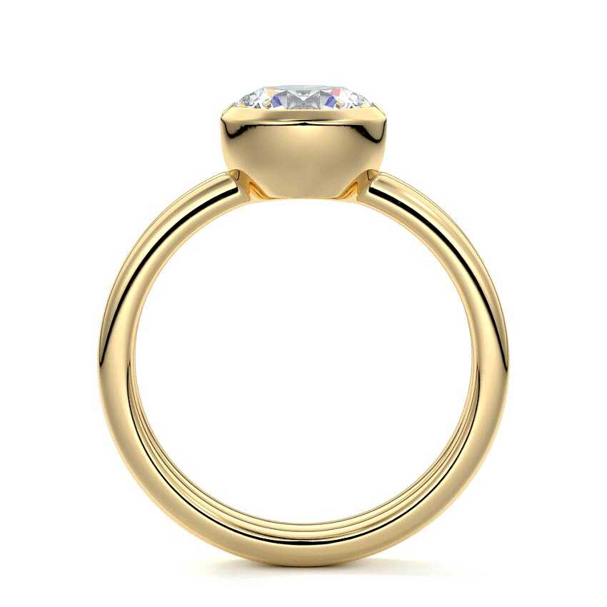 Lorena - Round Yellow Gold Engagement Ring Profile View | Nura Lab