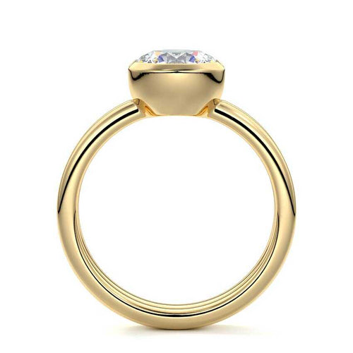Lorena - Round Yellow Gold Engagement Ring Profile View | Nura Lab