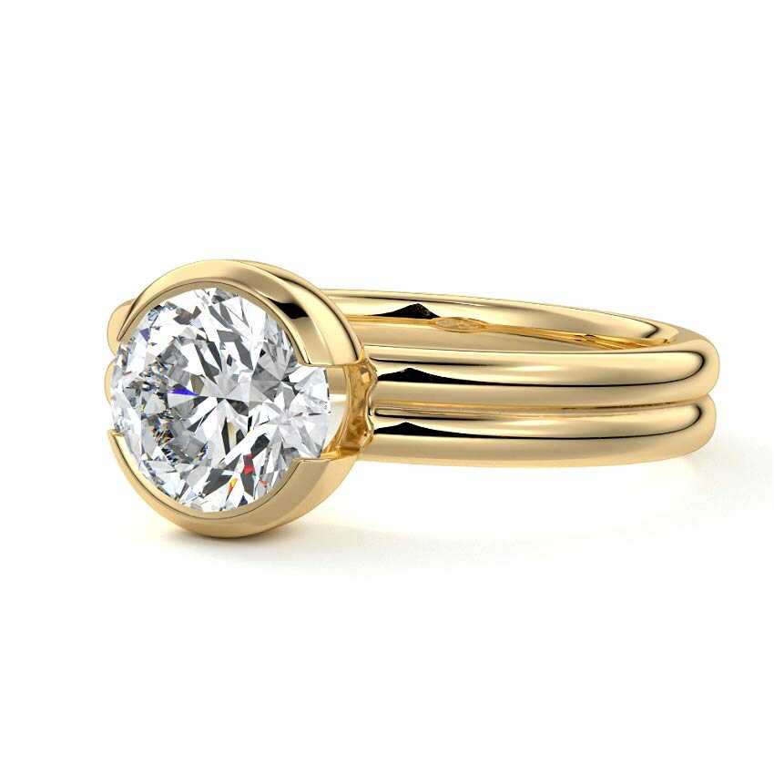 Lorena - Round Yellow Gold Engagement Ring Detail View | Nura Lab