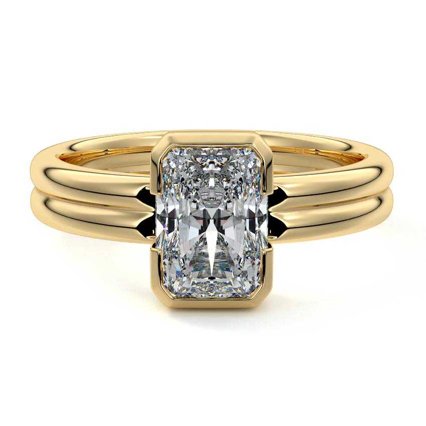 Lorena - Radiant Yellow Gold Lab Grown Diamond Engagement Ring | Nura Lab