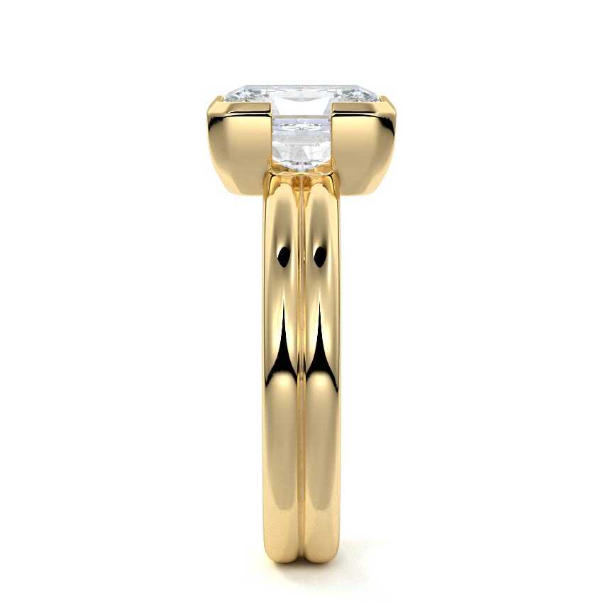 Lorena - Radiant Yellow Gold Engagement Ring Side View | Nura Lab