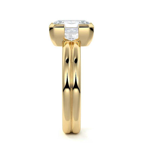 Lorena - Radiant Yellow Gold Engagement Ring Side View | Nura Lab