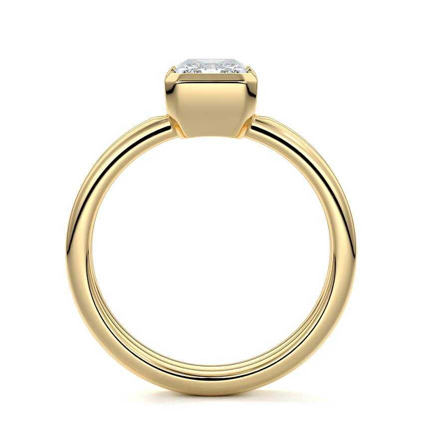 Lorena - Radiant Yellow Gold Engagement Ring Profile View | Nura Lab