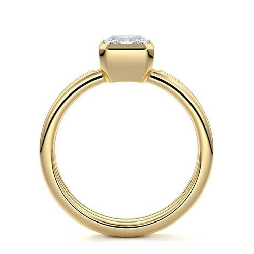 Lorena - Radiant Yellow Gold Engagement Ring Profile View | Nura Lab