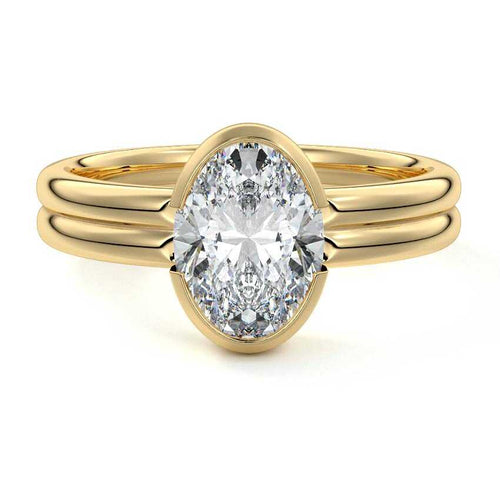 Lorena - Oval Yellow Gold Lab Grown Diamond Engagement Ring | Nura Lab