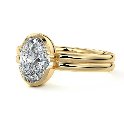Lorena - Oval Yellow Gold Lab Grown Diamond Engagement Ring | Nura Lab