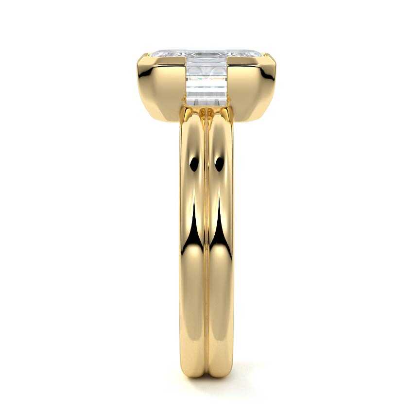 Lorena - Emerald Cut Yellow Gold Engagement Ring Side View | Nura Lab