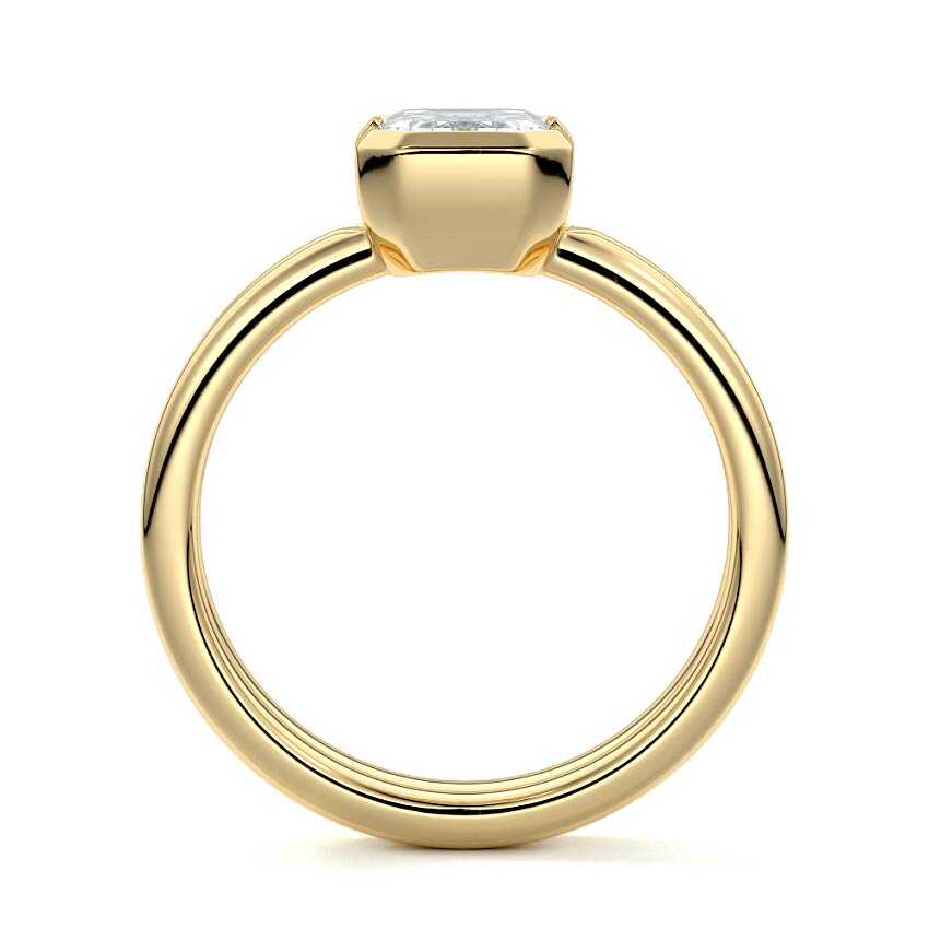 Lorena - Emerald Cut Yellow Gold Engagement Ring Profile View | Nura Lab