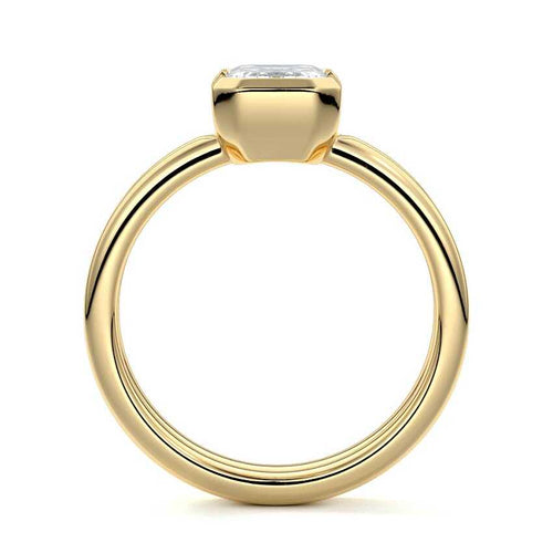 Lorena - Emerald Cut Yellow Gold Engagement Ring Profile View | Nura Lab