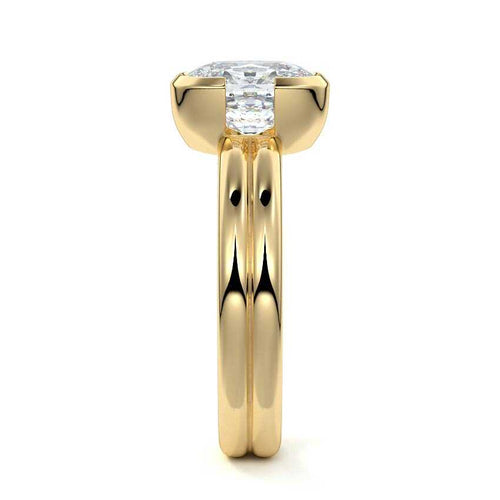 Lorena - Cushion Yellow Gold Engagement Ring Side View | Nura Lab