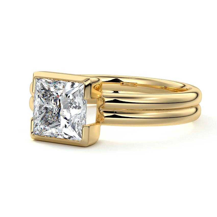 Lorena - Princess Yellow Gold Lab Grown Diamond Engagement Ring | Nura Lab