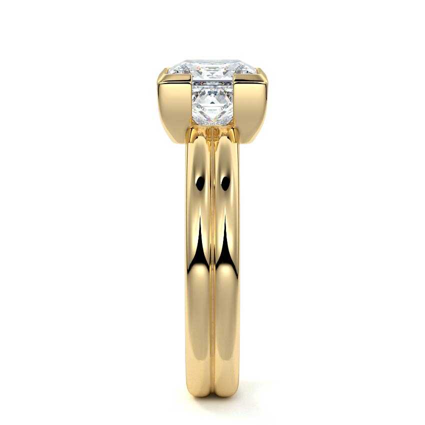Lorena - Princess Yellow Gold Engagement Ring Side View | Nura Lab