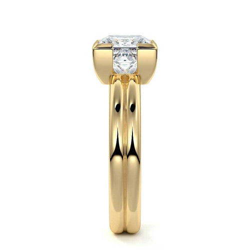 Lorena - Princess Yellow Gold Engagement Ring Side View | Nura Lab