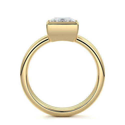 Lorena - Princess Yellow Gold Engagement Ring Profile View | Nura Lab