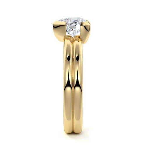 Lorena - Heart Yellow Gold Engagement Ring Side View | Nura Lab