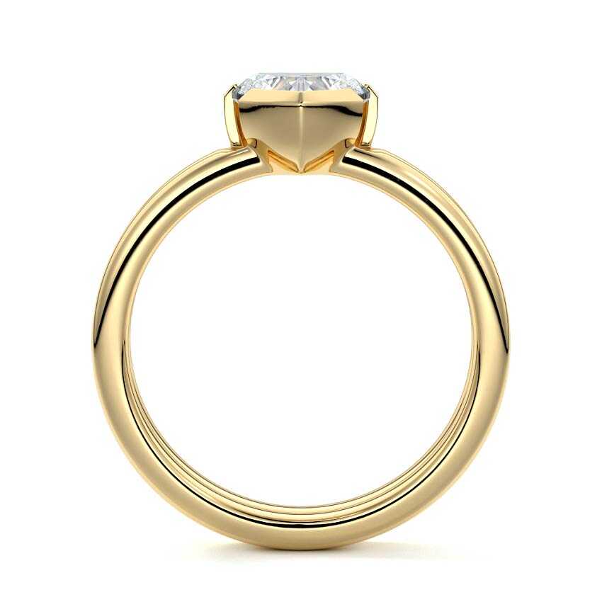 Lorena - Heart Yellow Gold Engagement Ring Profile View | Nura Lab