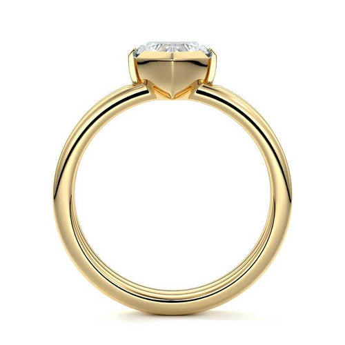 Lorena - Heart Yellow Gold Engagement Ring Profile View | Nura Lab