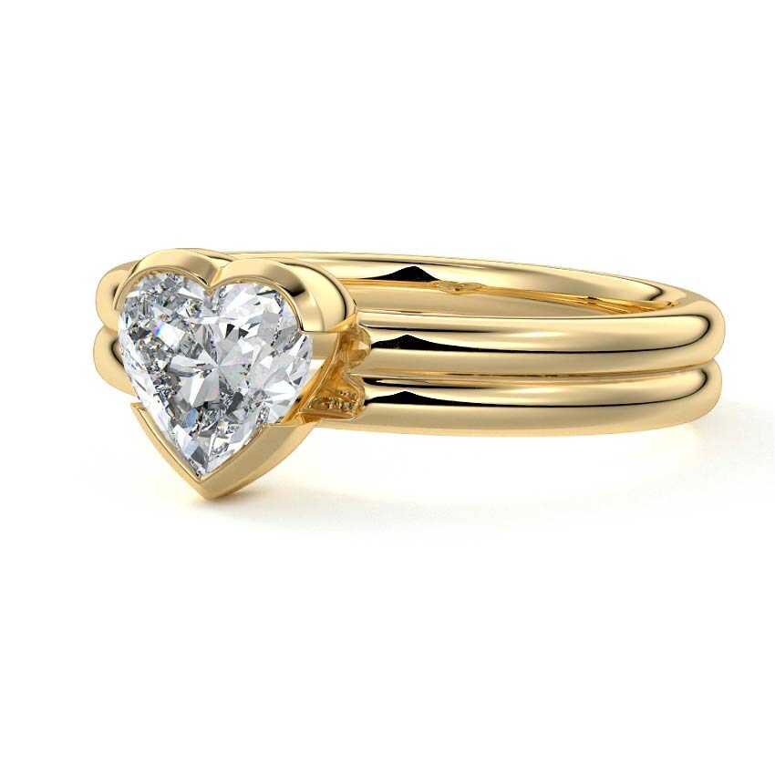 Lorena - Heart Yellow Gold Engagement Ring Detail View | Nura Lab