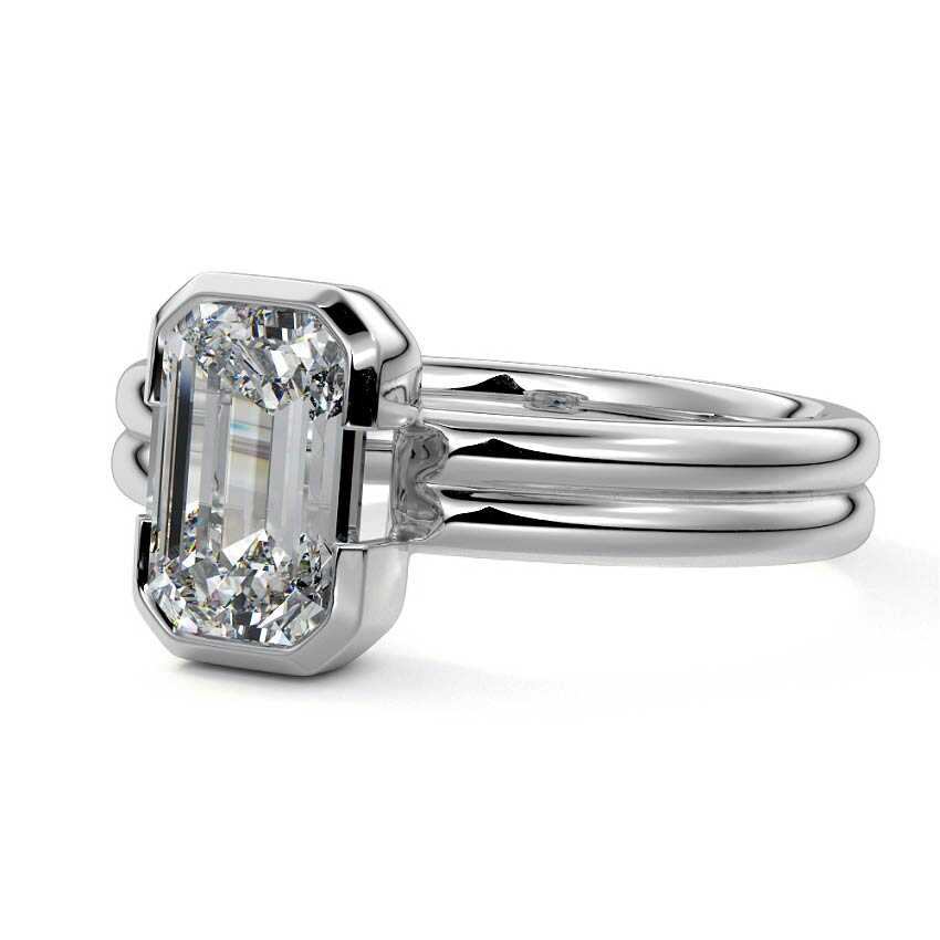 Lorena - Emerald Cut White Gold Lab Grown Diamond Engagement Ring | Nura Lab