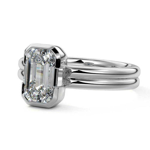 Lorena - Emerald Cut White Gold Lab Grown Diamond Engagement Ring | Nura Lab