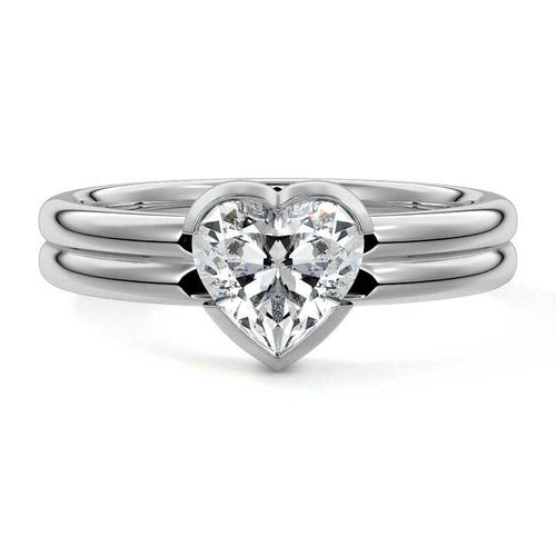 Lorena - Heart White Gold Lab Grown Diamond Engagement Ring | Nura Lab