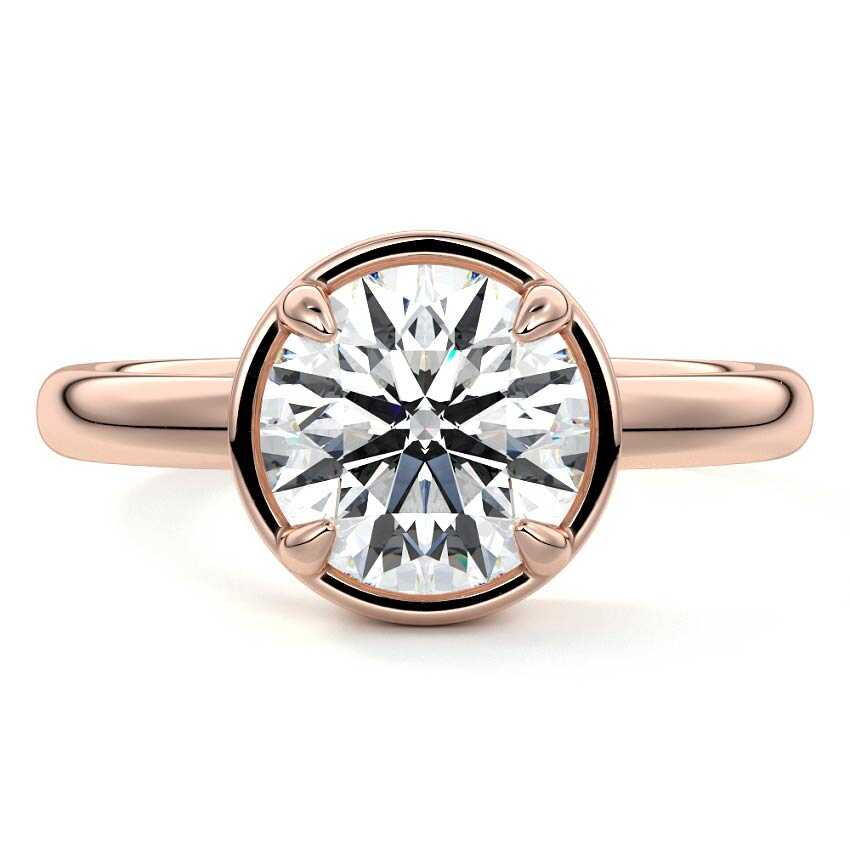 Maelle round bezel solitaire lab grown diamond engagement ring in rose gold