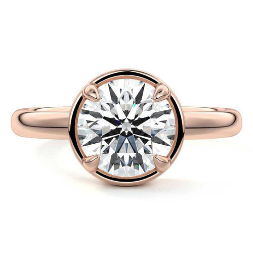 Maelle round bezel solitaire lab grown diamond engagement ring in rose gold