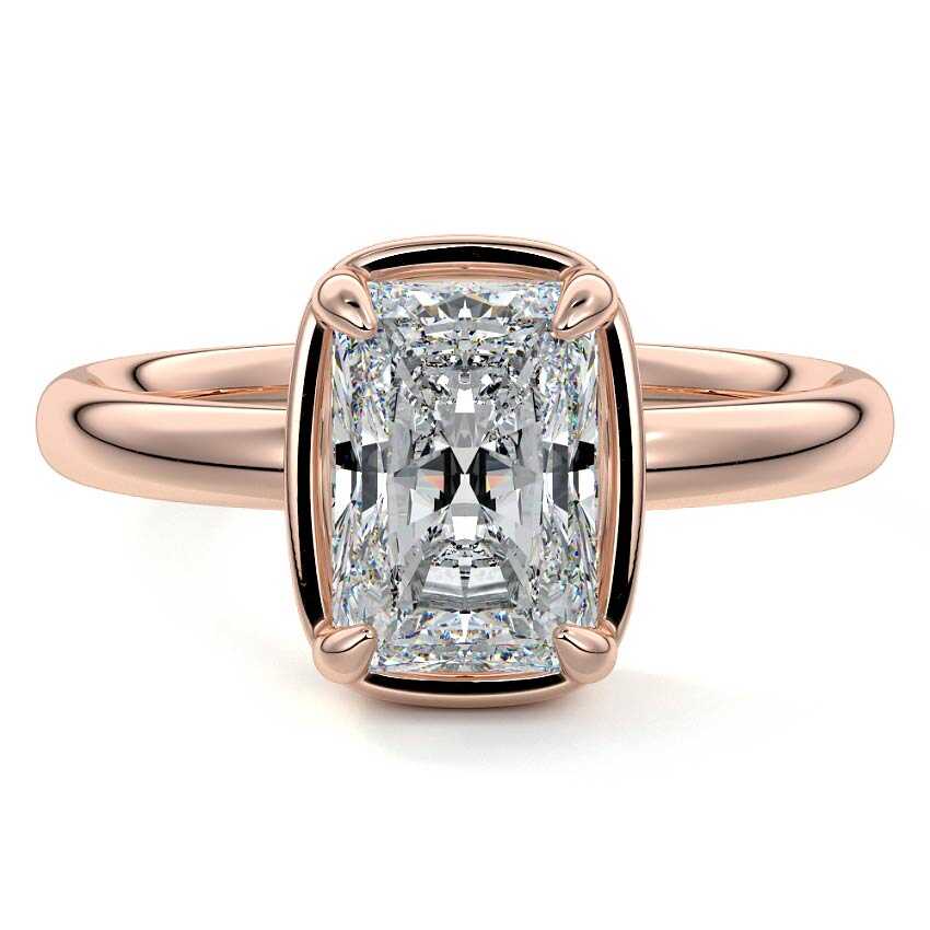 Maelle radiant prong set solitaire lab grown diamond engagement ring in rose gold
