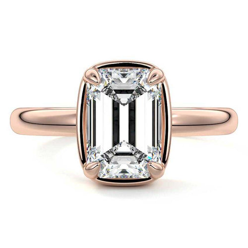 Maelle - Emerald Cut Rose Gold Lab Grown Diamond Engagement Ring | Nura Lab