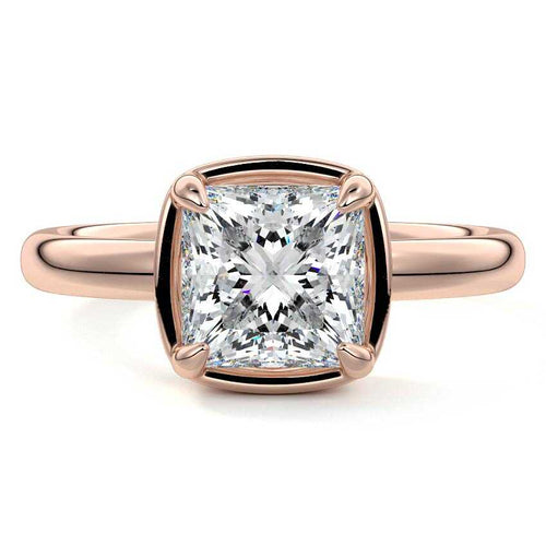 Maelle princess bezel solitaire lab grown diamond engagement ring in rose gold