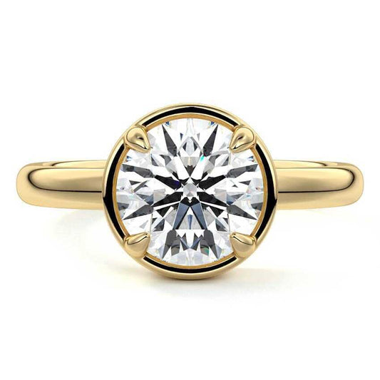 Maelle round bezel solitaire lab grown diamond engagement ring in yellow gold