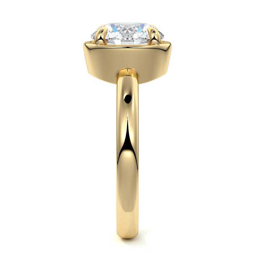 Maelle - Round Yellow Gold Engagement Ring Side View | Nura Lab