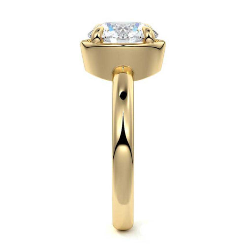 Maelle - Round Yellow Gold Engagement Ring Side View | Nura Lab