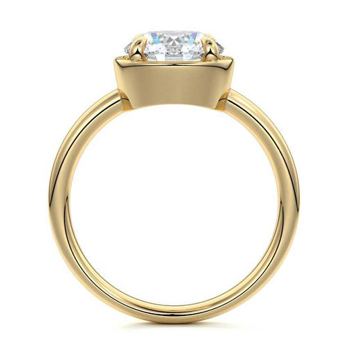 Maelle - Round Yellow Gold Engagement Ring Profile View | Nura Lab