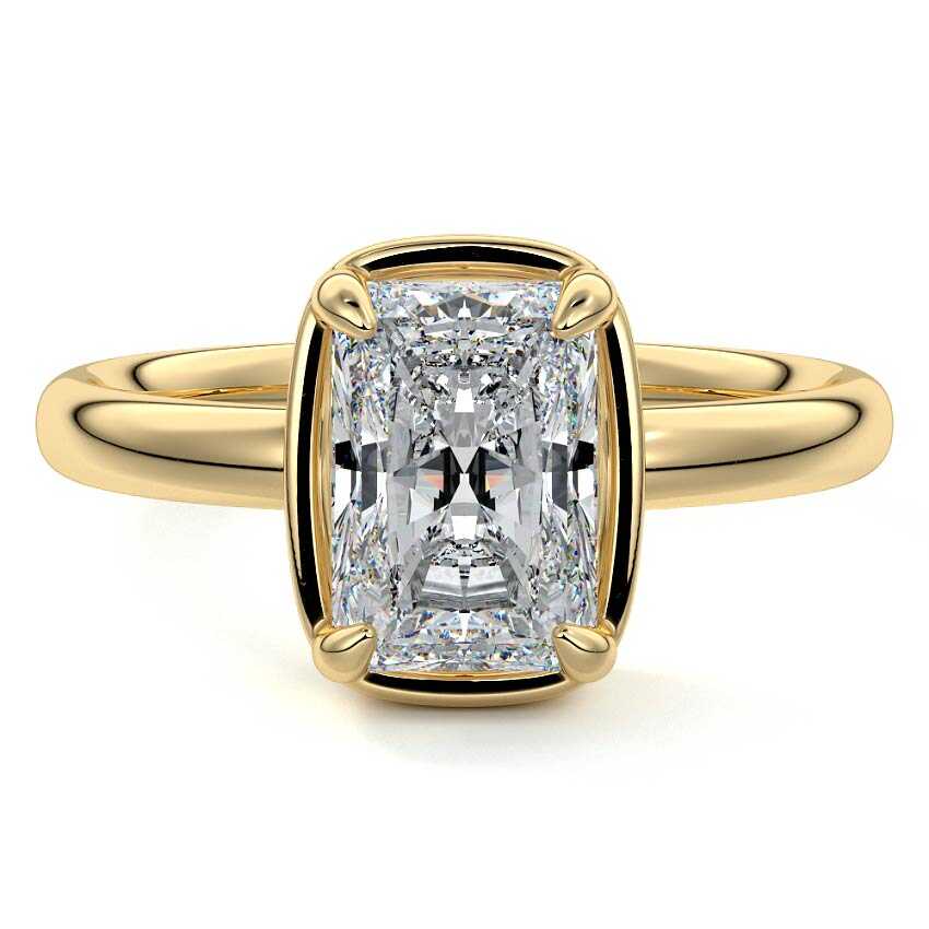 Maelle radiant bezel solitaire lab grown diamond engagement ring in yellow gold