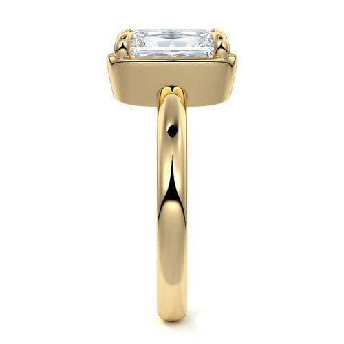 Maelle radiant prong set solitaire lab grown diamond engagement ring in yellow gold